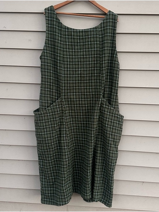 Vintage Dresses & Skirts - Vintage plaid Flannel layering slip dress lagenlook pockets oversize